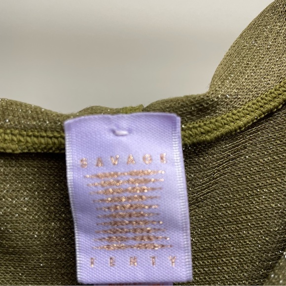 Savage X Fenty Sleep & Shine Olive Green Hooded Onsie 3x Romper Shimmer Rhiana - Picture 3 of 6